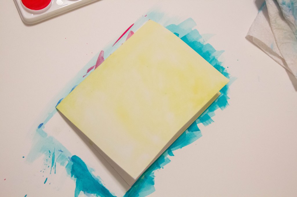 Yellow DIY watercolor card.
